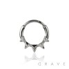 316L SURGICAL STEEL SMALL SPIKED TRIANGLE  FRONT SEPTUM HINGED SEGMENT HOOP RING